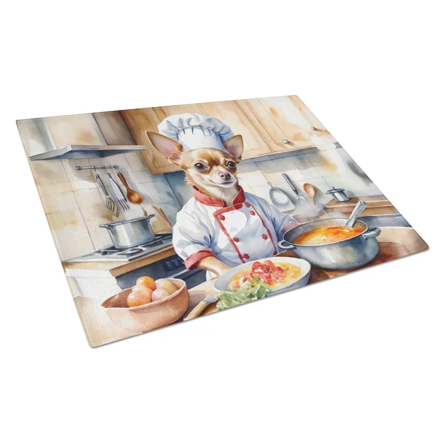 

NEW Chihuahua The Chef Glass Cutting Board Drative Tempered Glass Kitchen Cutting and Serving Board Large Size Chopping Board