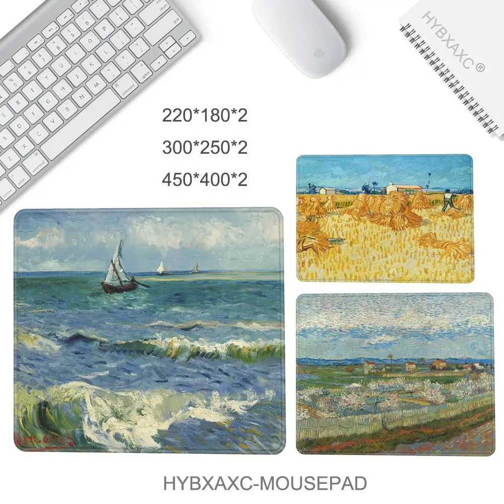 32x28cm HYBXAXC Mouse Pad Small  Computer Keyboard Wireless Mouse Boy Girl Gift for Play games Van Gogh Oil Painting Mouse Pad
