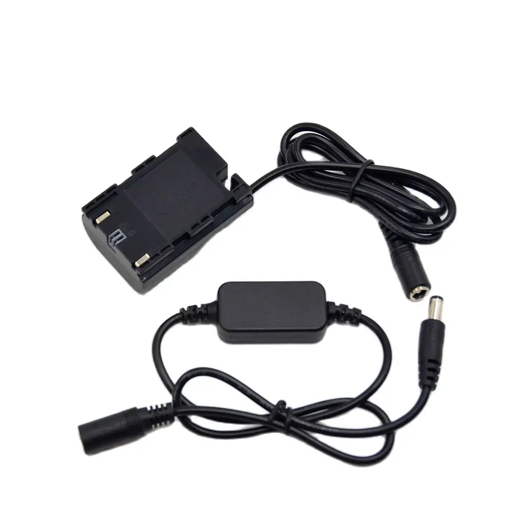 LP-E6 Dummy Battery DR-E6 DC Coupler&12V-24V Step-Down Cable for Canon EOS 5D Mark II III 5D2 5D3 6D 7D 60D Camera