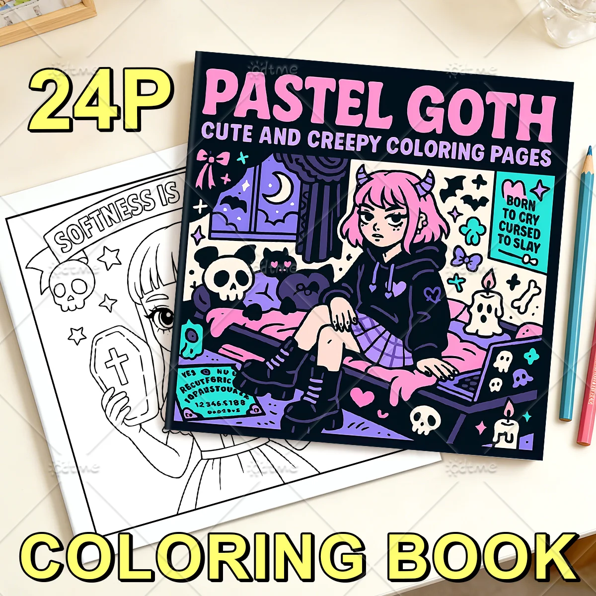 PASTEL GOTH CUTE AND CREEPY Coloring Book for Adults Cute Cozy Daily Activities Irregular Patterns for Relaxation