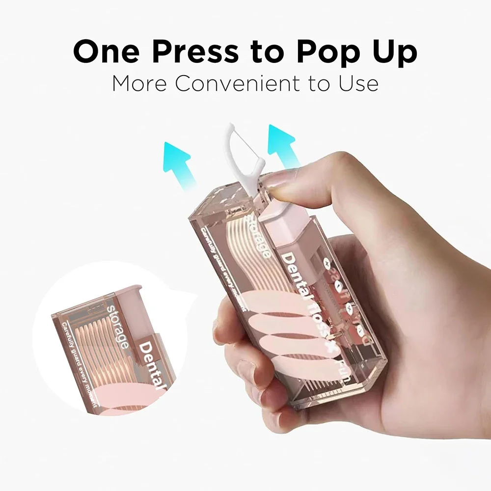 Automatic Dental Floss Dispenser with 10 Flosses Small Hilo Pop-up Dental Floss Portable Disposable Dental Floss Storage Box