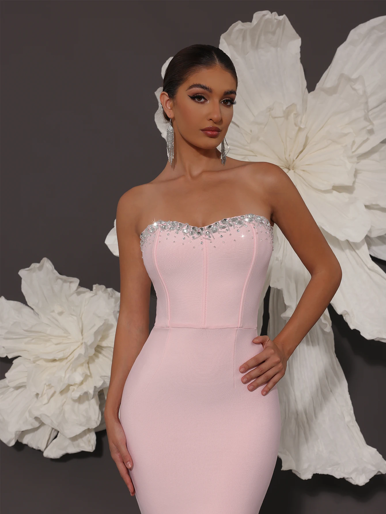 White Bandage Dress Luxury 2025 Bandage Dresses Woman High Quality Elegant Fashionable Dress Cocktail Party Evening Dress
