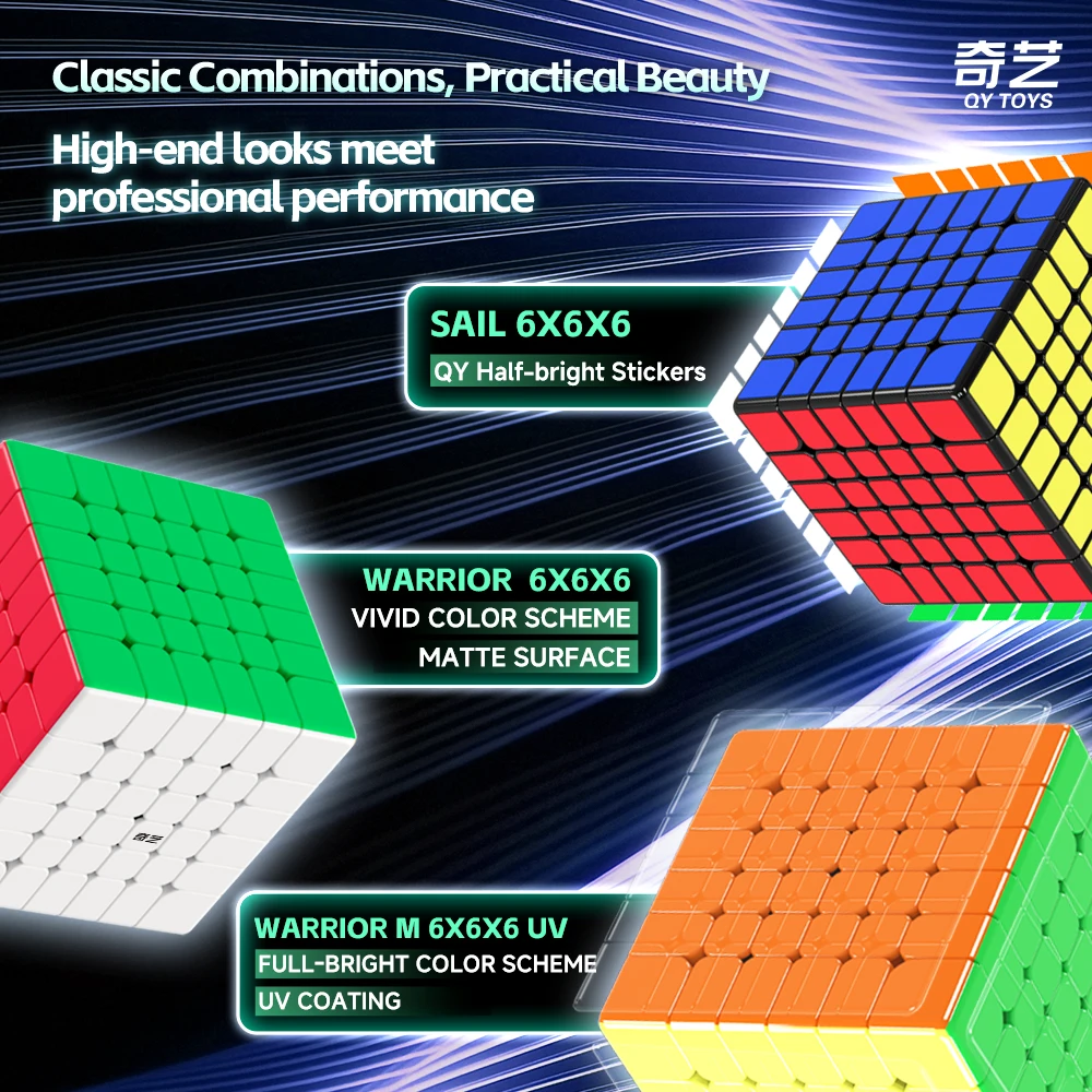 [MeowCube] QiYi 6x6 Warrior UV Cube Speed Cubo Hands-on Stickerless Magic Puzzle Cube Speelgoed voor Cubo 6 Lagen Speedcube UV Gecoat