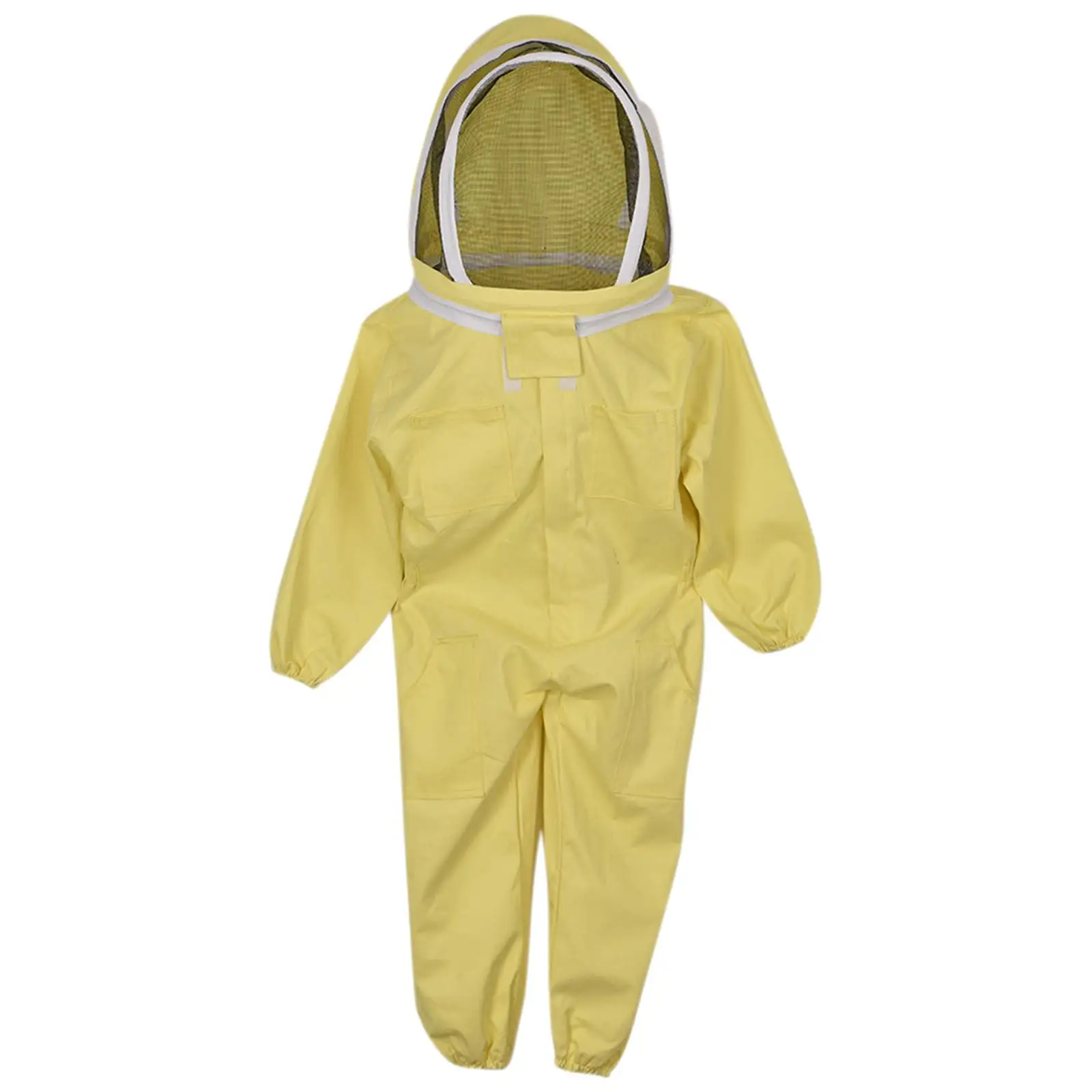 Cotton Beekeeper Suit Full Body Coverall with Self Supporting Round Veil Hood Protective Bee Keeping Equipment for Men Women