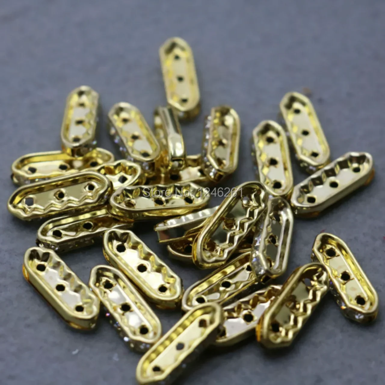 

10PCS Gold-Color Spacers Rectangle Separate Loose Beads Rhinestone Metal Fittings Accessory Jewelry Making Design DIY Button