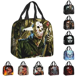 Custom Halloween Horror Movie Character Lunch Bag Portable Thermal Cooler Insulated Bento Box for Women Kids Food Lunch Tote