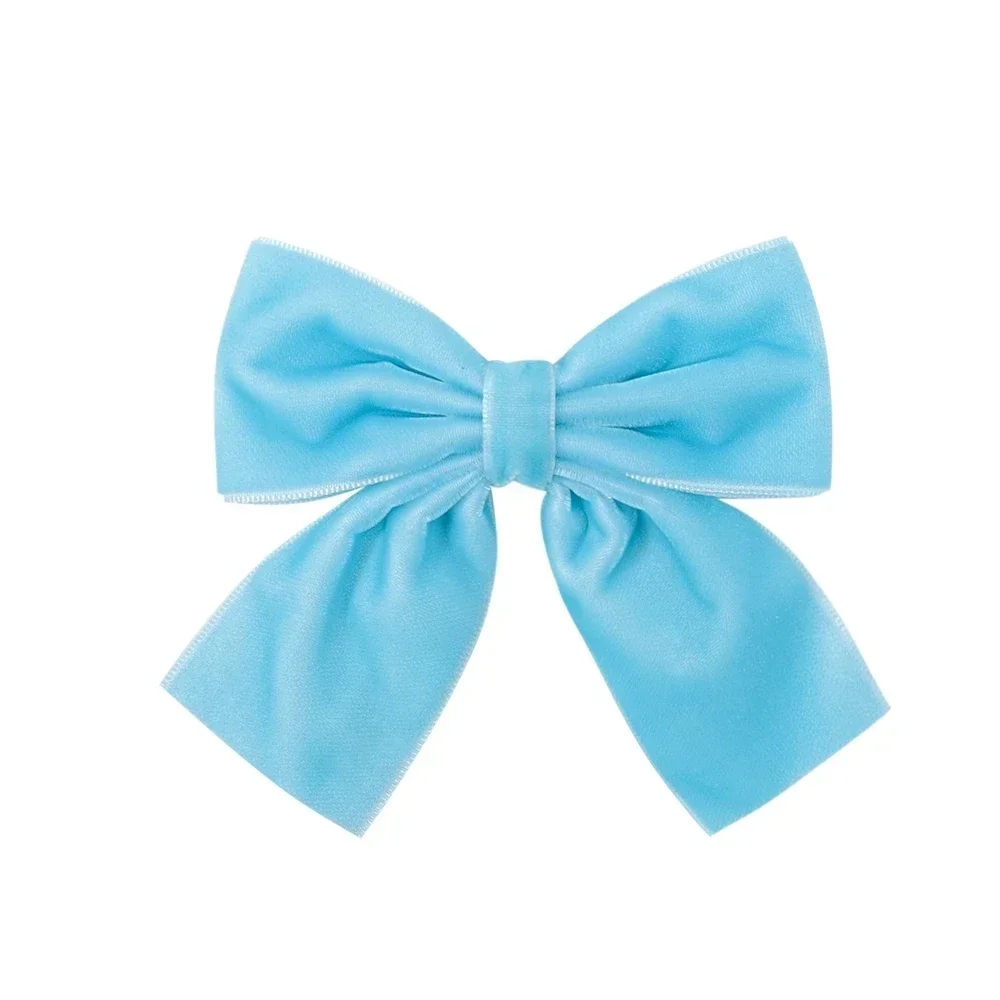 4.3Inch Solid Velvet Bows Hair Clip For Girl Hair pin New Handmade Bowknot With Clips Headwear Kids Hair Accessories Wholesale