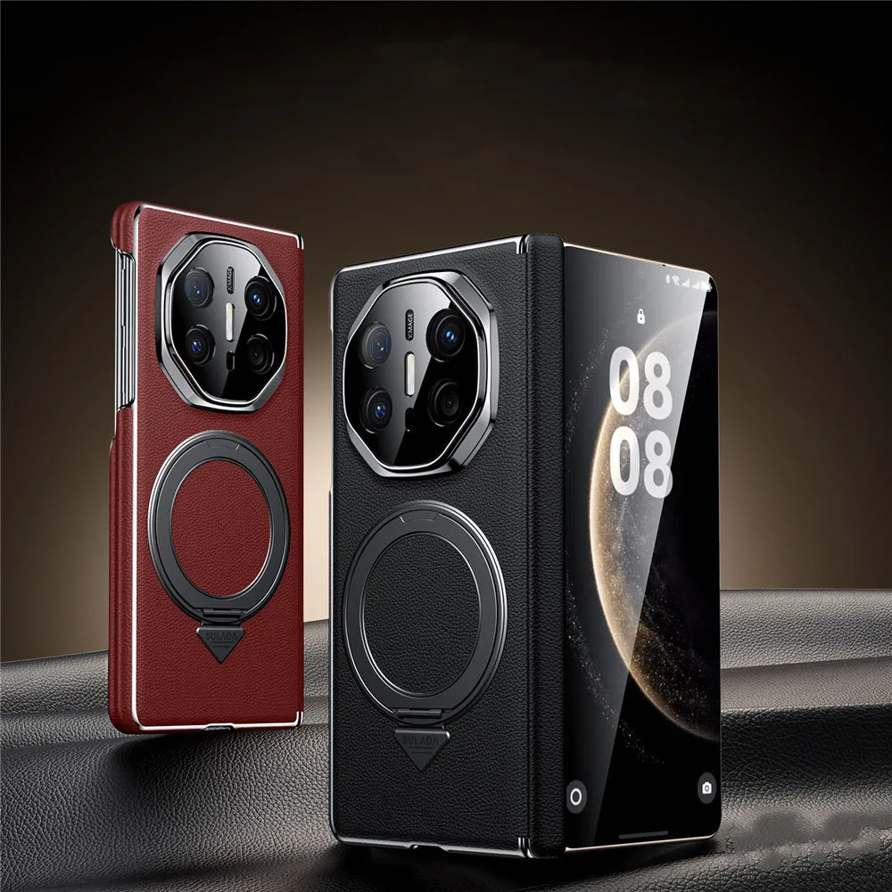 

Genuine Cowhide Leather Flip Case for Huawei Mate X6 X5 X3 Magnetic Bracket Cover