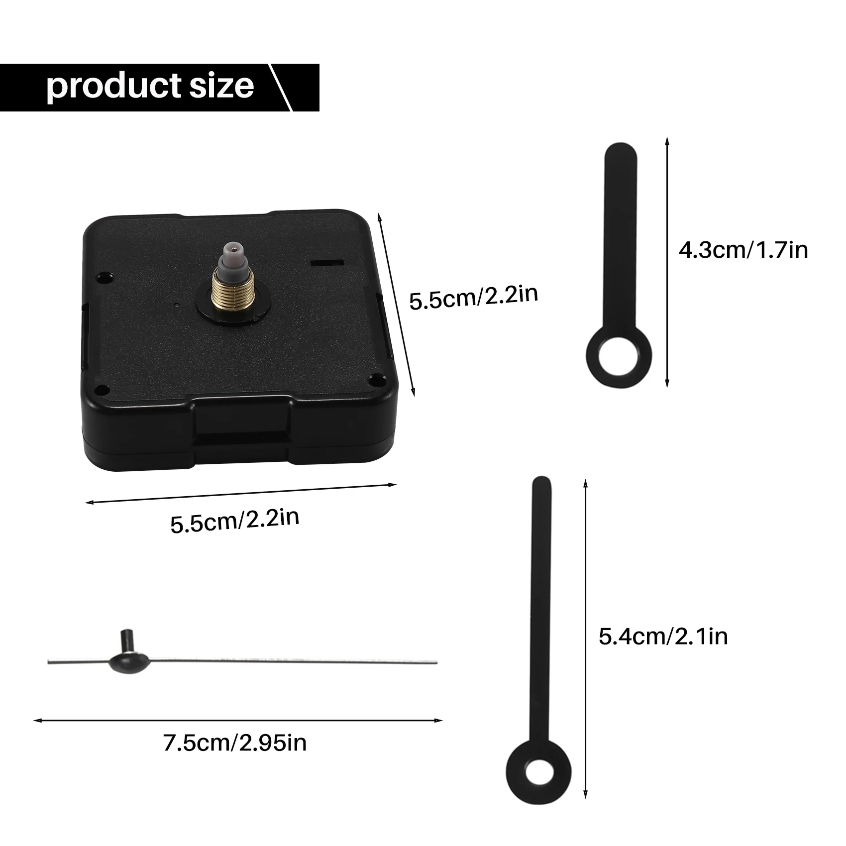 【Price-Drop!】Clock Movement with Short Hands, 4/ 25 Inch Maximum Dial Thickness, 3/ 5 Inch Total Shaft Length