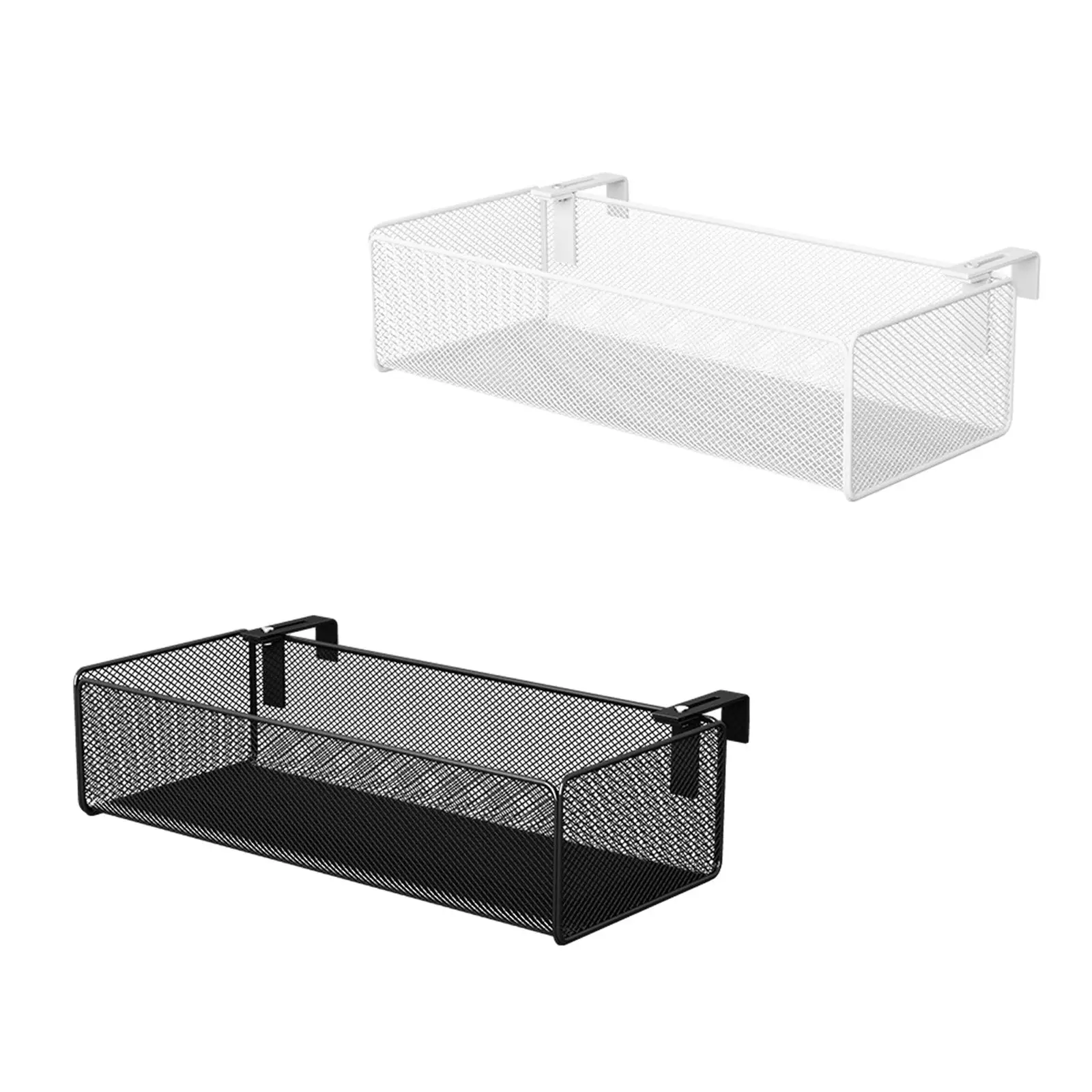 Office Desk Divider Hanging Storage Basket Organizer Bedside Shelf Rack Space Saving Metal Mesh Box for Office Cubical Wall