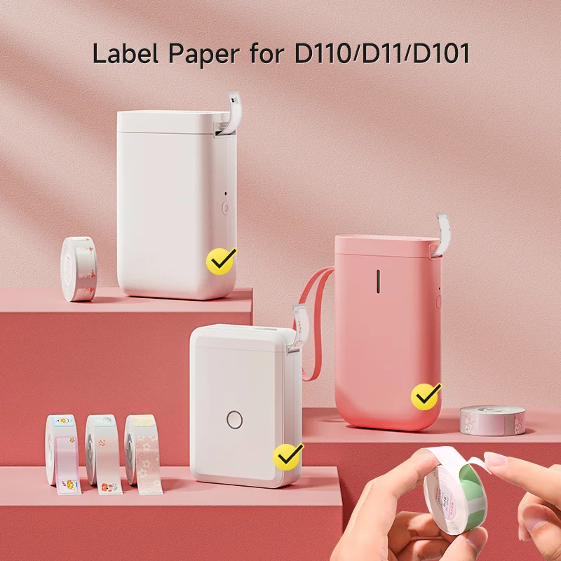 Niimbot D11 e D101 White Sticker Label Paper, Rolo de papel oficial, 14x22mm, 260Pcs, 5, 10, 15 Set for Printer Maker Machine, Print Machine