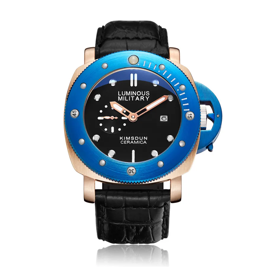 Montre à quartz chronographe étanche pour homme, grande taille Pa, cadran bleu phosphorescent, mode