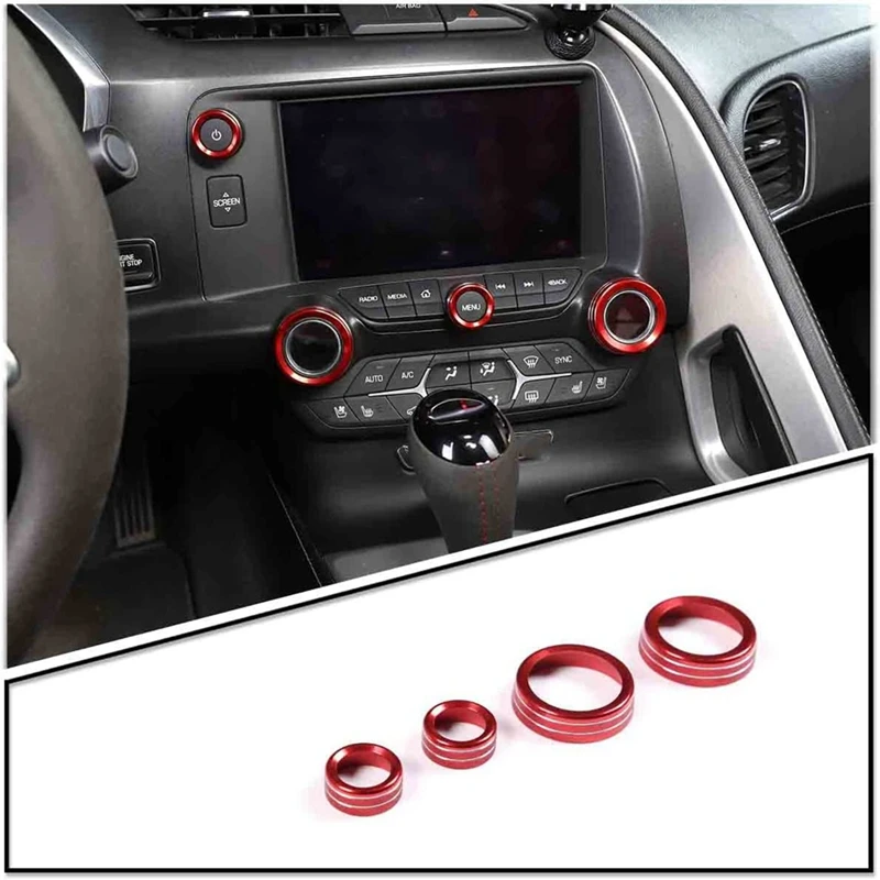 Car Central Console AC Volume Knob Button Switch Cover Trim For Chevrolet Corvette C7 2014-2019