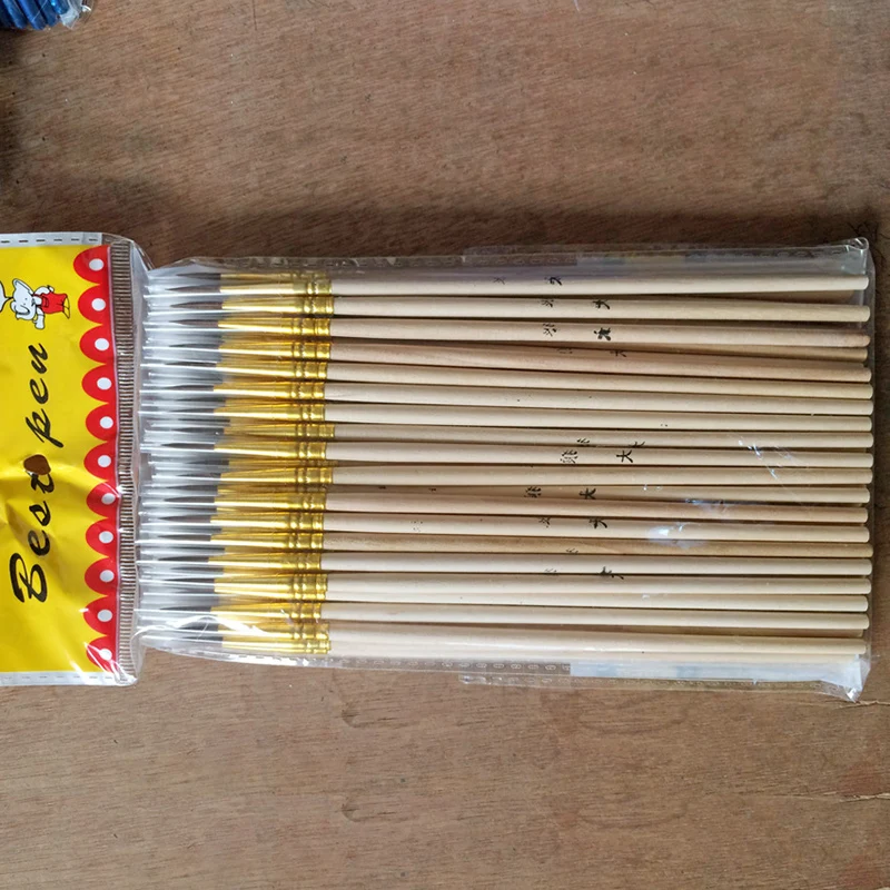 Stylo de ligne de crochet à cheveux longs, pinceau de peinture en bois, fournitures d'art, outil d'interconnexion de papeterie d'art, vente en gros, 50 pièces par lot, 000 #