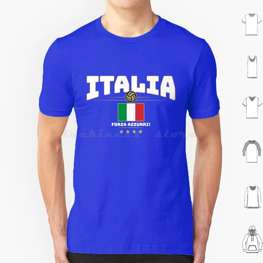 Italy Football Fan Jersey Design T Shirt Big Size 100% Cotton Italy Soccer Sports Fan Stadion