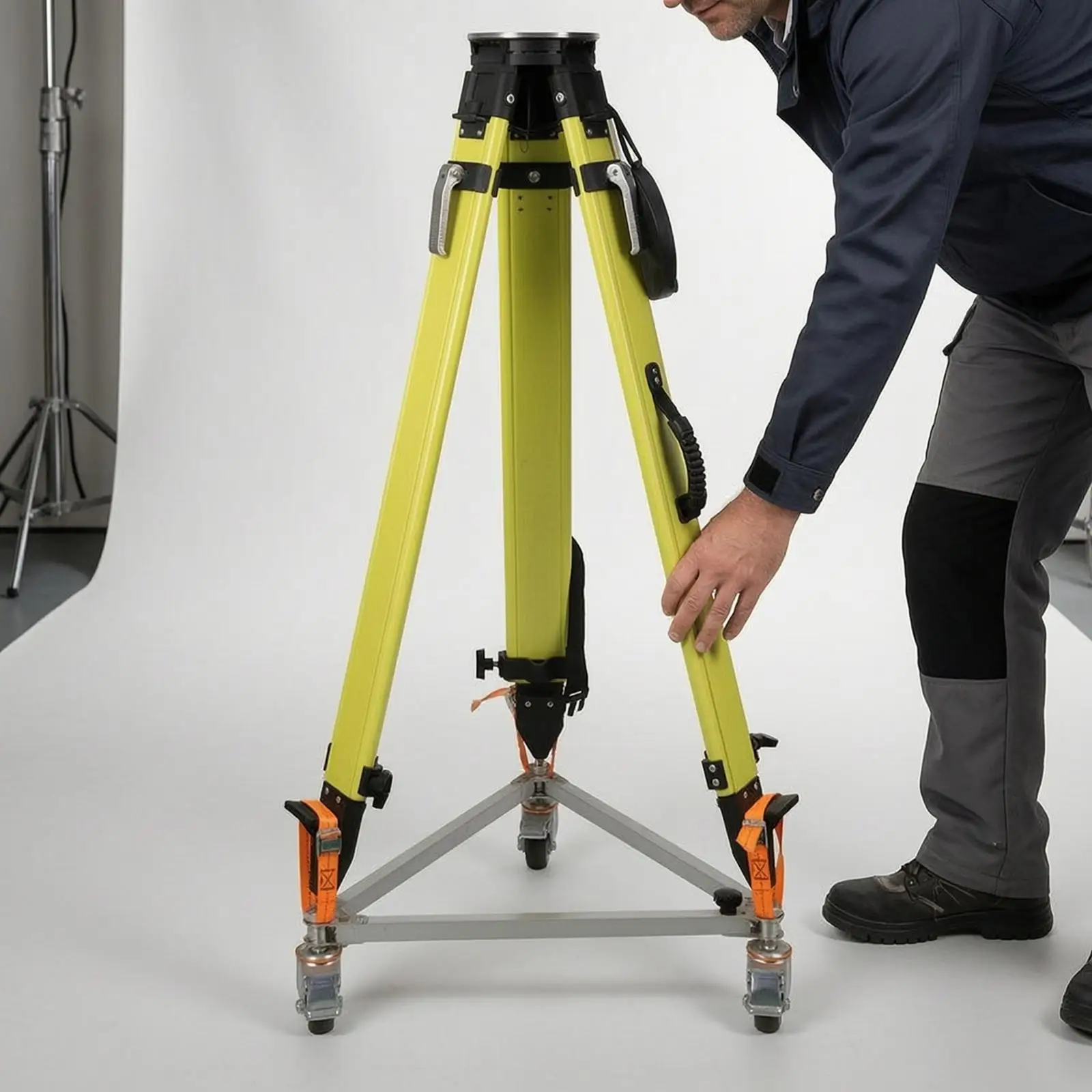Surveying Tripod Trolley Rolling Tripod Base with Wheels Stable Stabilizer for