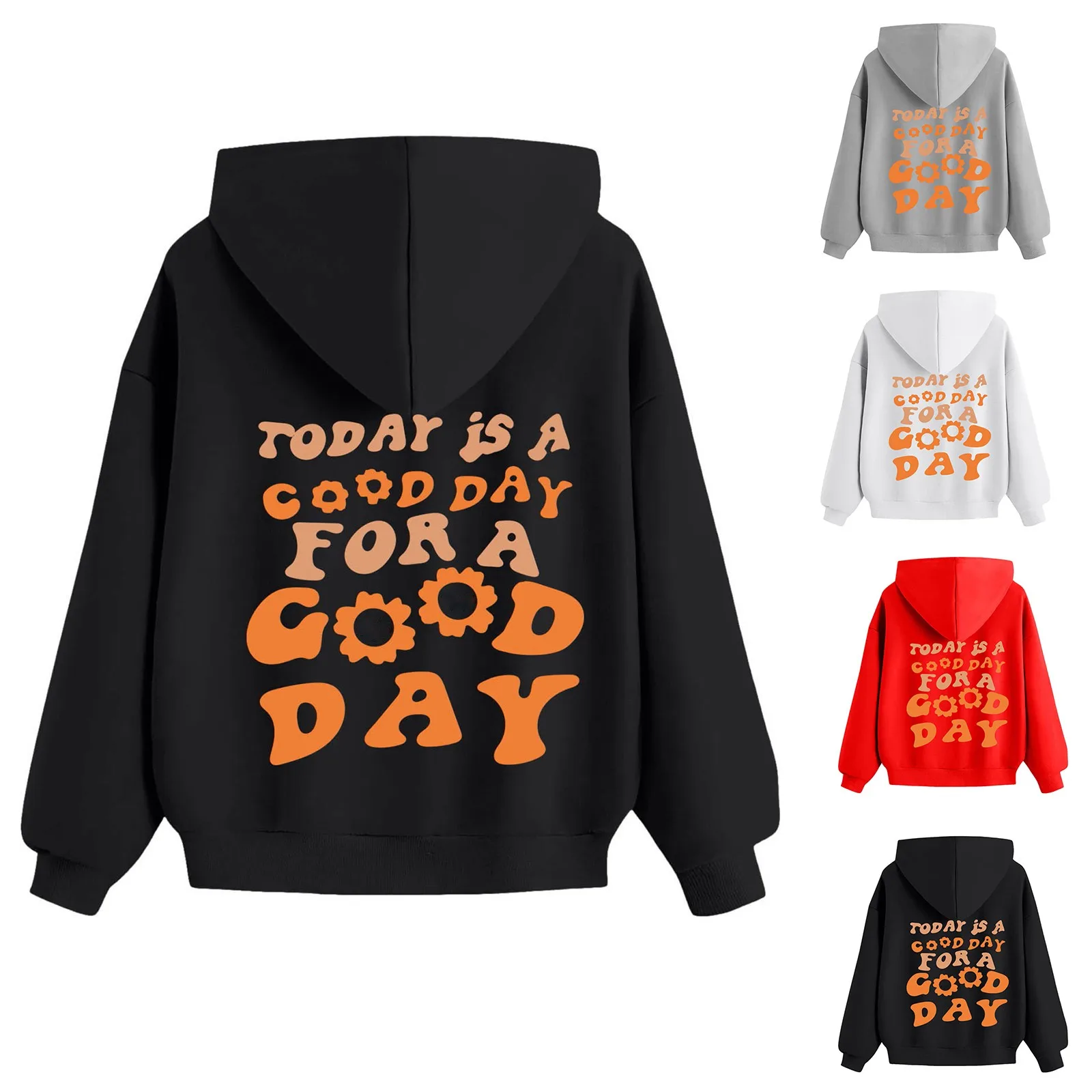 

2024 New Children Sweatshirt Pullover Sweatshirts Have a Good Day Letter Print Solid Color Loose Sweatshirt Hoodie Sweatshirt