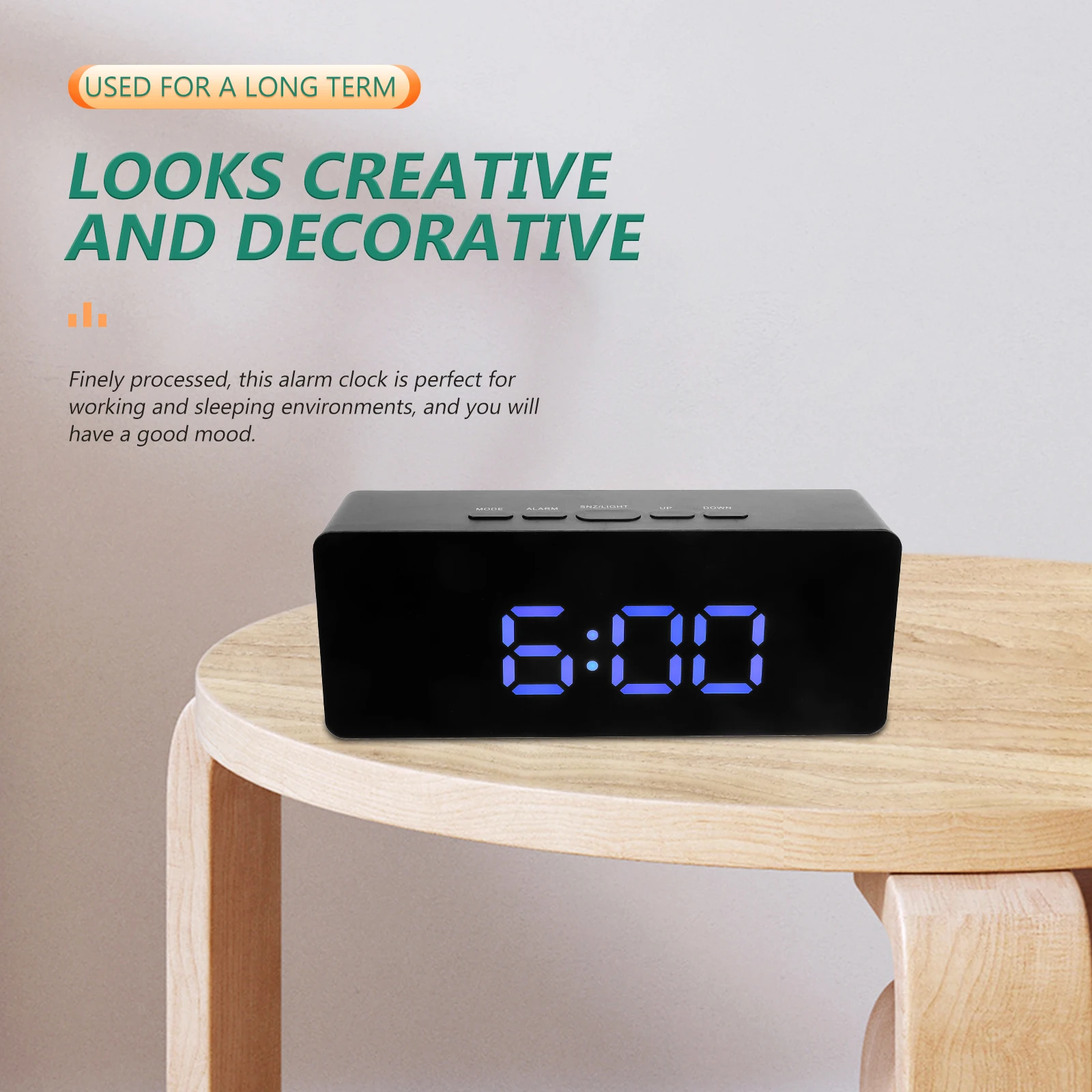 

Electronic Mirror Alarm Clock Digital for Desk with Light Large Display Clocks Abs Child