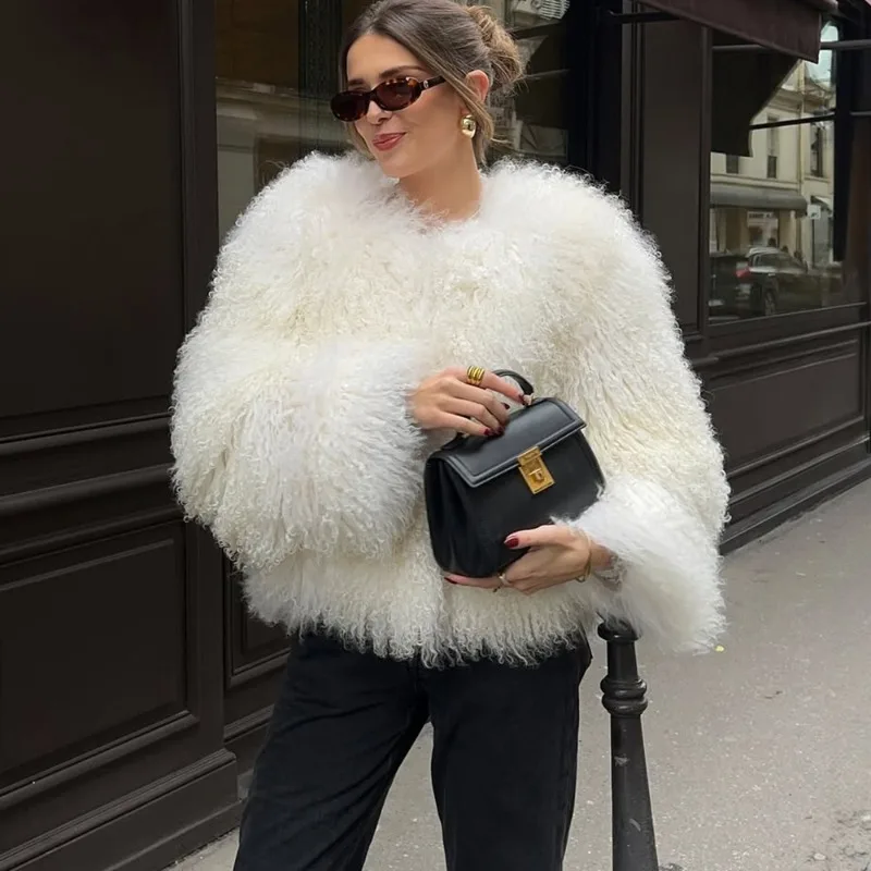 Tuularose Fashion Luxury Cropped Faux Fur Coat Women Winter 2025 Ins Hot Fluffy Short Faux Fur Jacket Street Style Warm Outwear