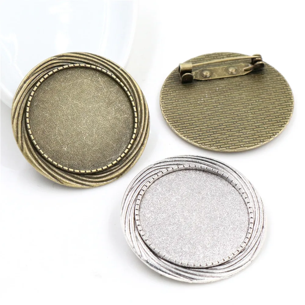 5 sztuk 30mm wewnętrzna wielkość antyczne posrebrzane brązowe kolory platerowane kwiatowy styl broszka Pin klasyczny styl Cabochon ustawienia bazy