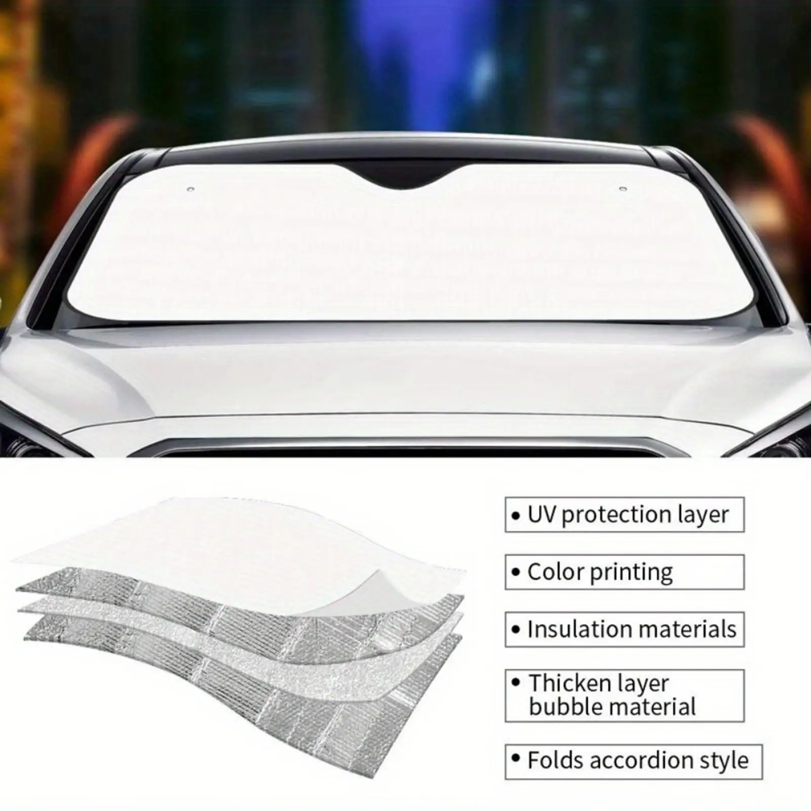 

Car Front Window Sunshade UV Protection Shade Sun Protector Windshield Visor Cover Summerfun Foldable Shield With Suction Cup