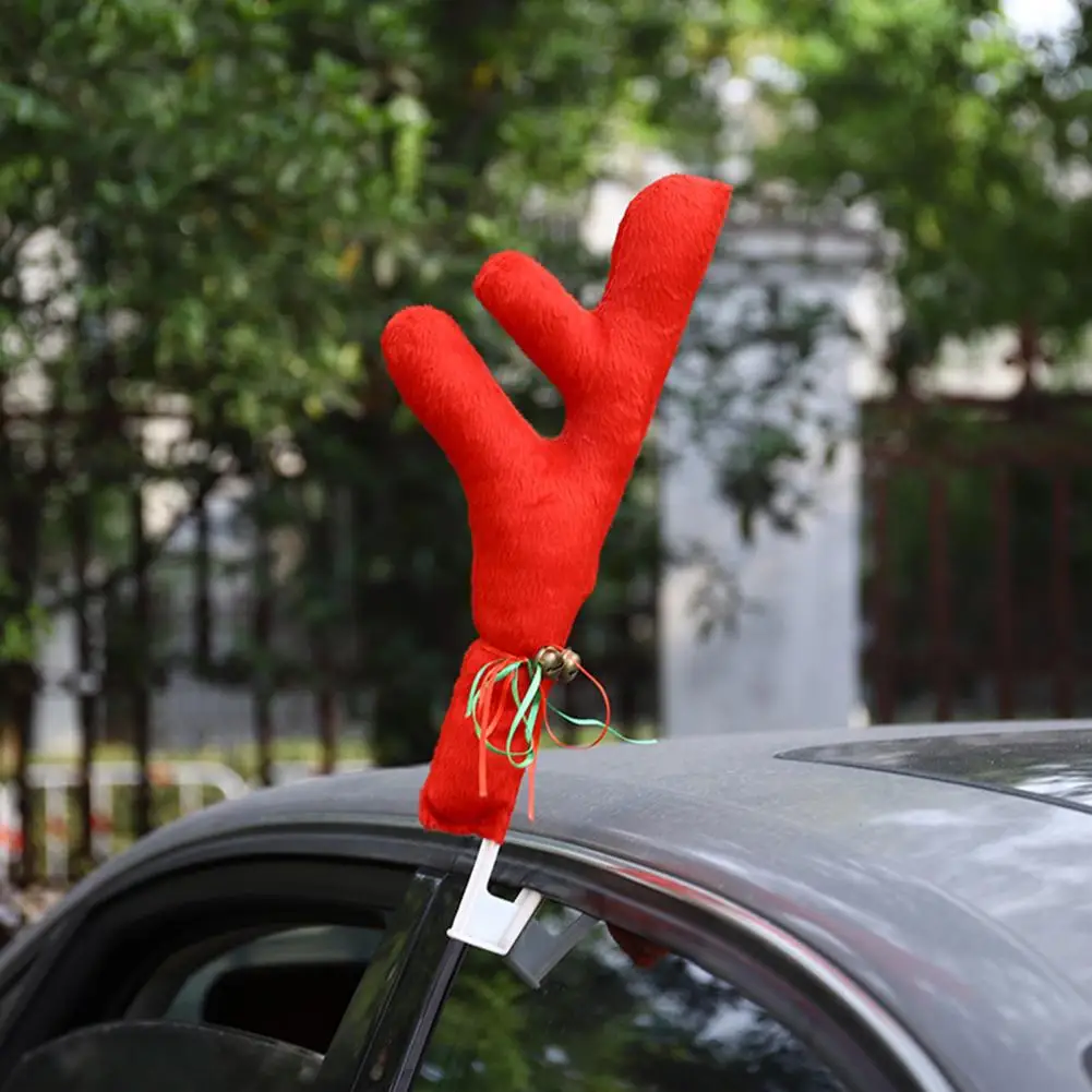 Christmas Car Antlers Kit Universal Xmas Decoration Set Reindeer Antlers Red Nose Easy Install Reindeer Antlers Car Kit