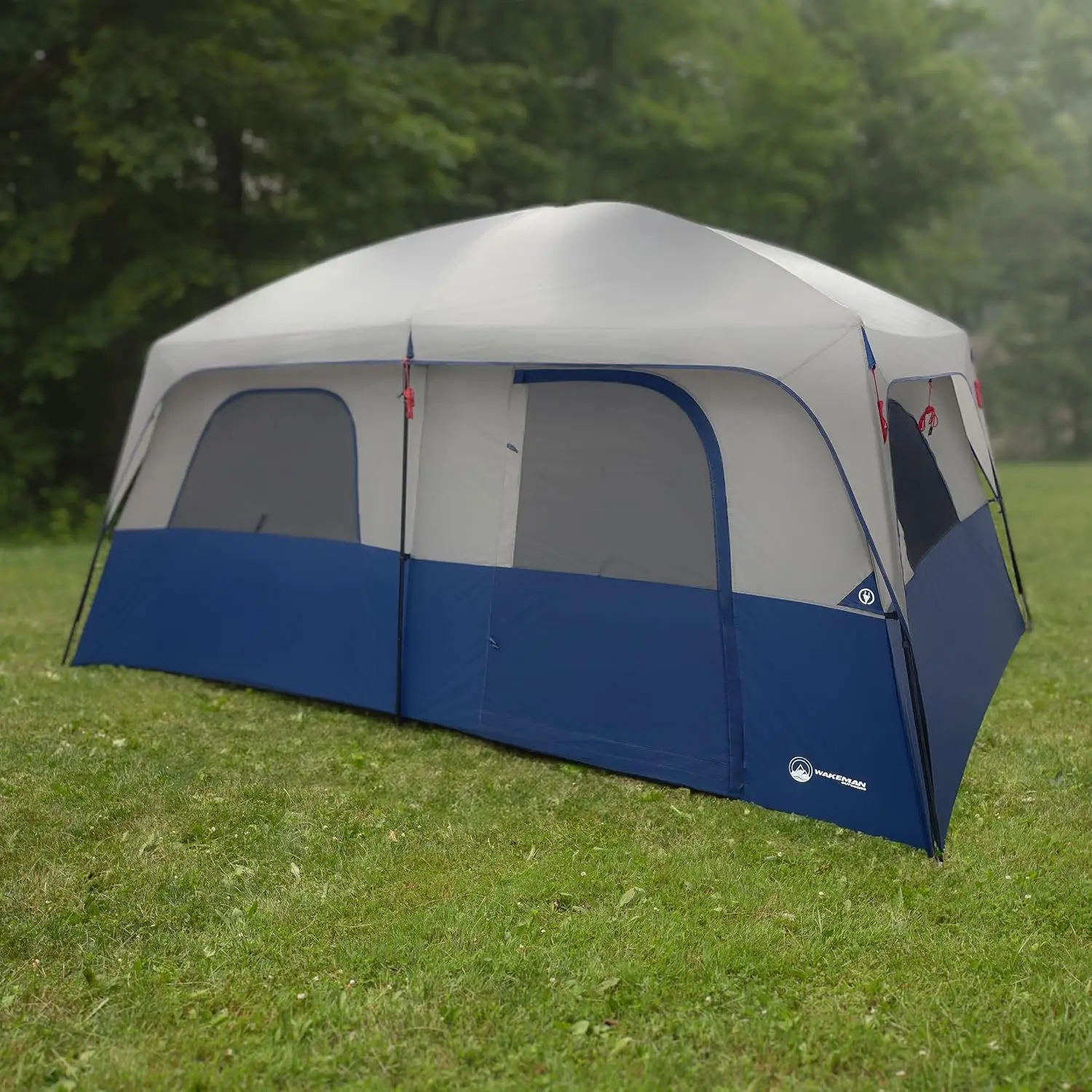 ^Outdoors 10 Person Camping Tent with Rainfly, Navy | Large Outdoor Tent with Room Divider - Fits 4 Queen Size Mattresses