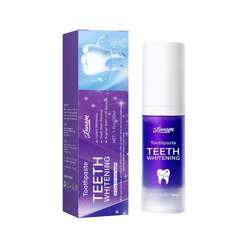 Dentes Clareamento Creme Dental Cuidados, V34 Pro Roxo Corrector, Placa Amareladora Esmalte, Easy Care Removal, Oral Stain Clean, Reduzir M1p4