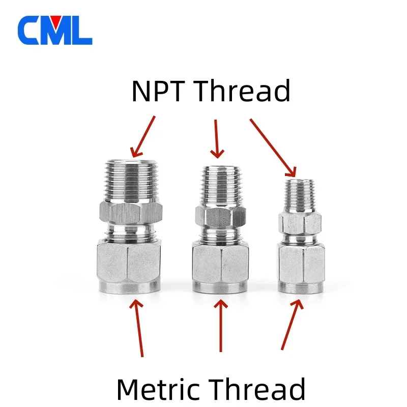 Conector de compressão de virola dupla de aço inoxidável SS 304, tubo de 6mm 8mm 10mm 12mm para 1/8 \