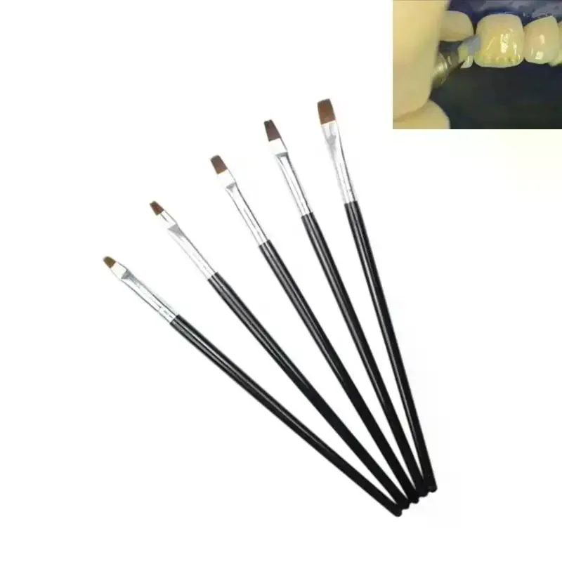 5PCS Dental Resin DIY Brush Pens Porcelain Teeth Reshaping Nylon Dentistry Adhesive Composite Cement Tools Nail Art Painting