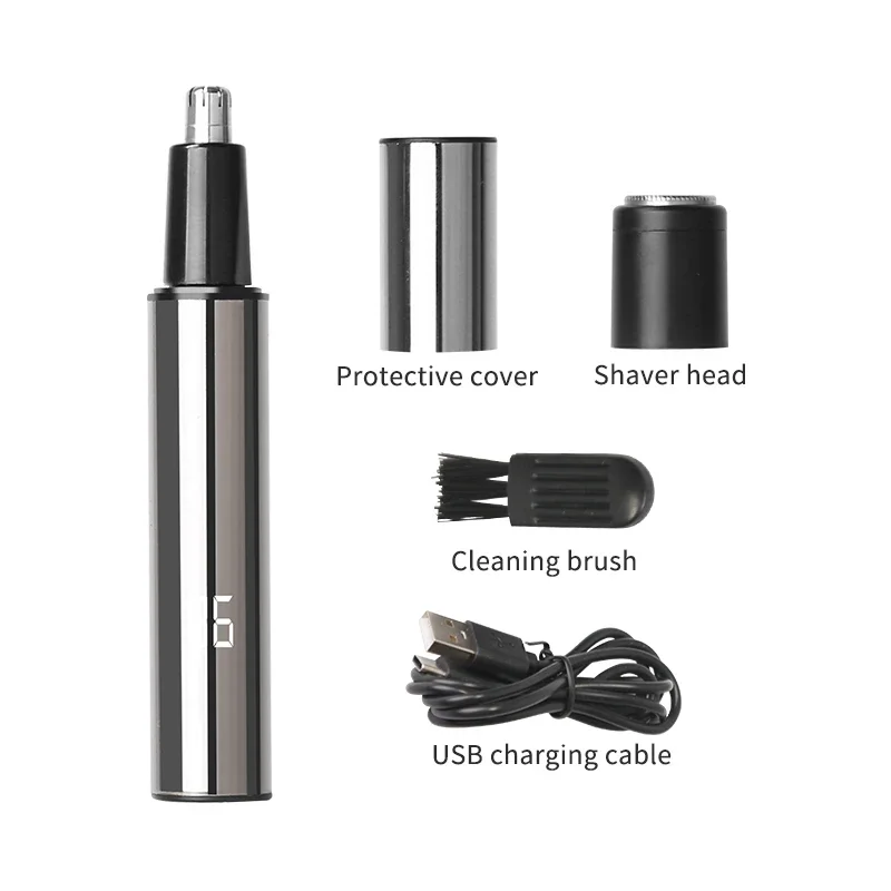 Private Label Ear And Nose Trimmer For Men With LCD Battery Display Rechargeable Usb 2 In 1 Tool Hair Trimmer Set