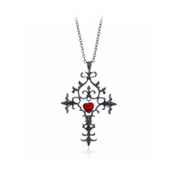 Fashion Vampire Diaries Vintage Charm Unique RED Sacred Heart Crystal Cross Pendant Necklace Jewelry Gifts
