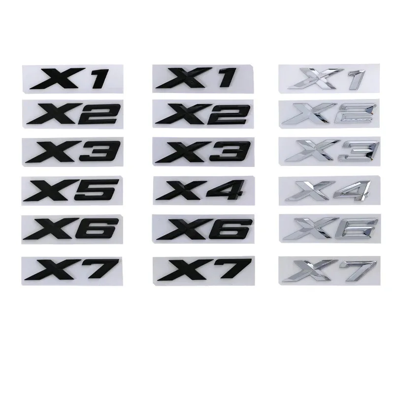 3d ABS Logo X1 X2 X3 X4 X6 X7 X5 Emblem Letter Car Trunk Sticker For F48 E84 F39 E83 F25 G01 F26 F15 F16 E71 E70 E53 Accessories