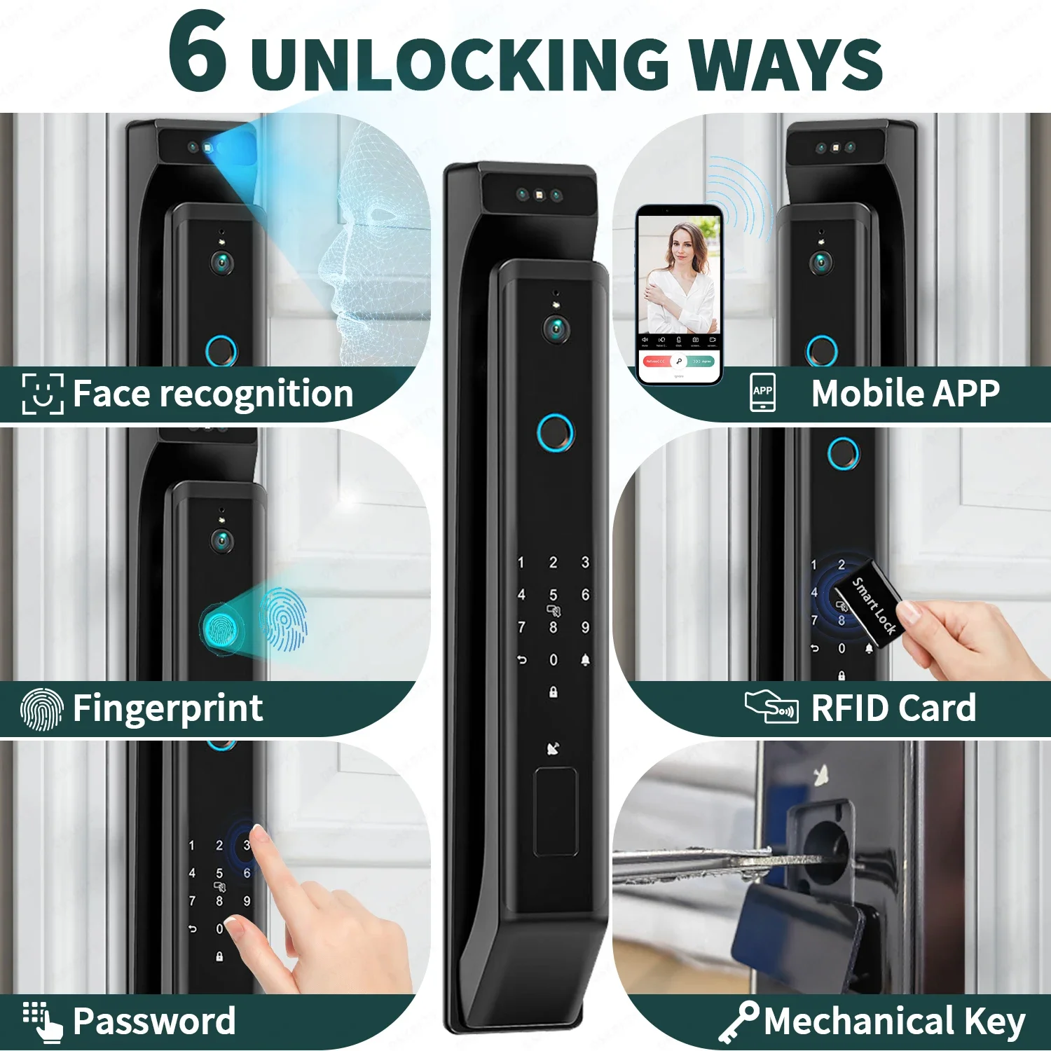 Digital Electronic  lock 3D face Smart door lock Password Cemera Electronic Lock video call For Home