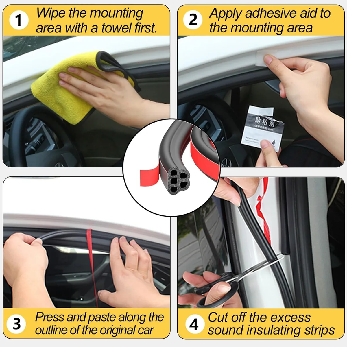Automotive Rubber D-Shaped Door Sealing Strip Universal Sound Insulation Sealing Windproof Strip, Used For Doors And Trunk Lid
