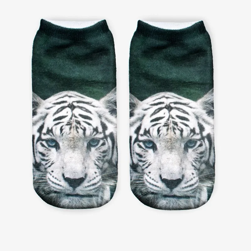 3D Printed Animal Socks Women Colorful Cartoon Animal Tiger Cat Dog Lion Funny Art Cotton Stockings