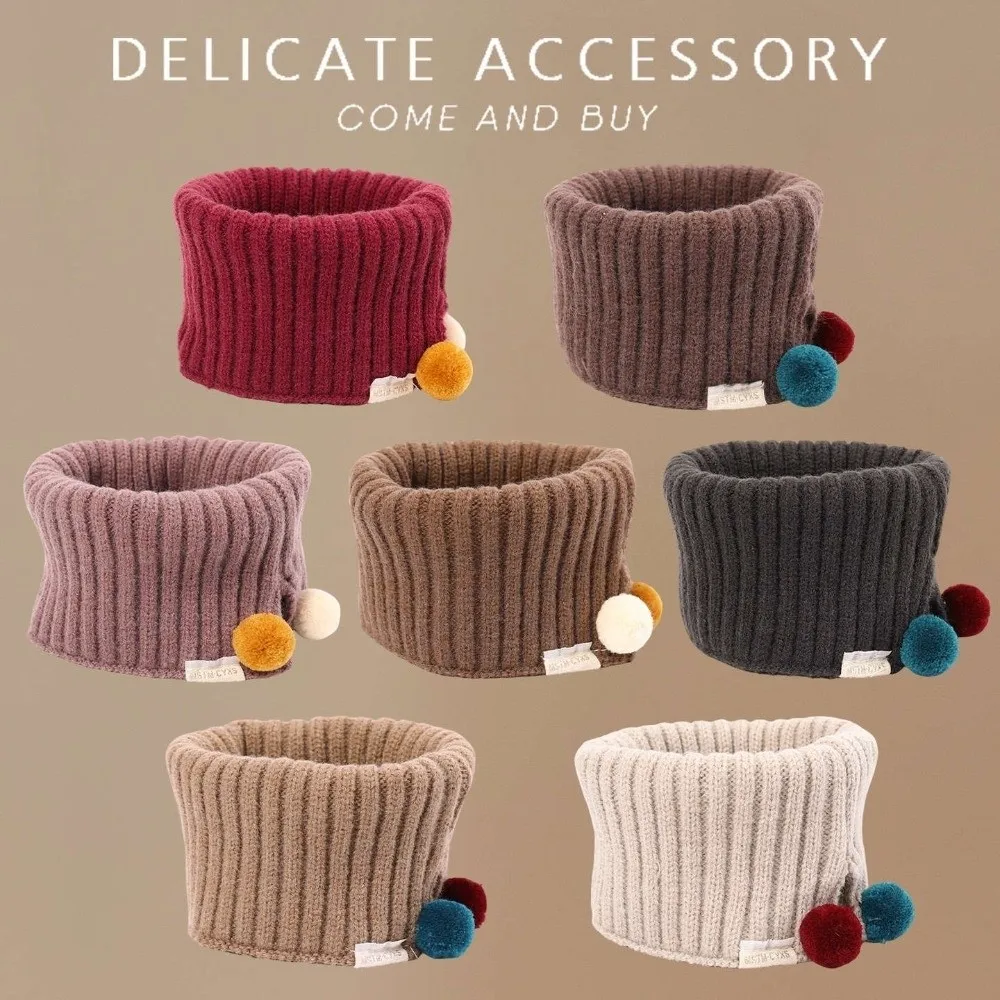 

New Knitted High Collar Scarf Detachable Fur Ball Neck Warmer Windproof Turtleneck Kids