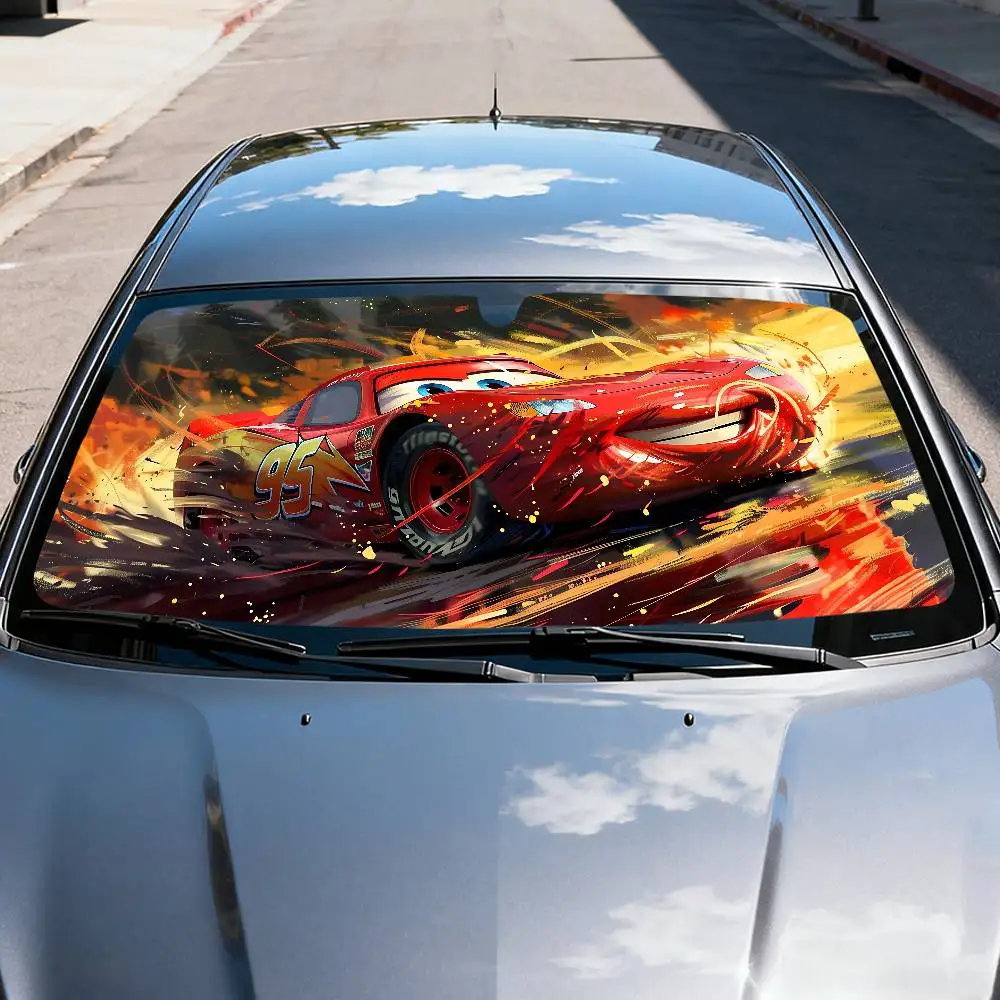 Cars L-Lightning Cool M-McQueens 95 Car Sunshade Curtains Windscreen Front Window Visor 70x130cm Sun Visor Solar Protect Plaid