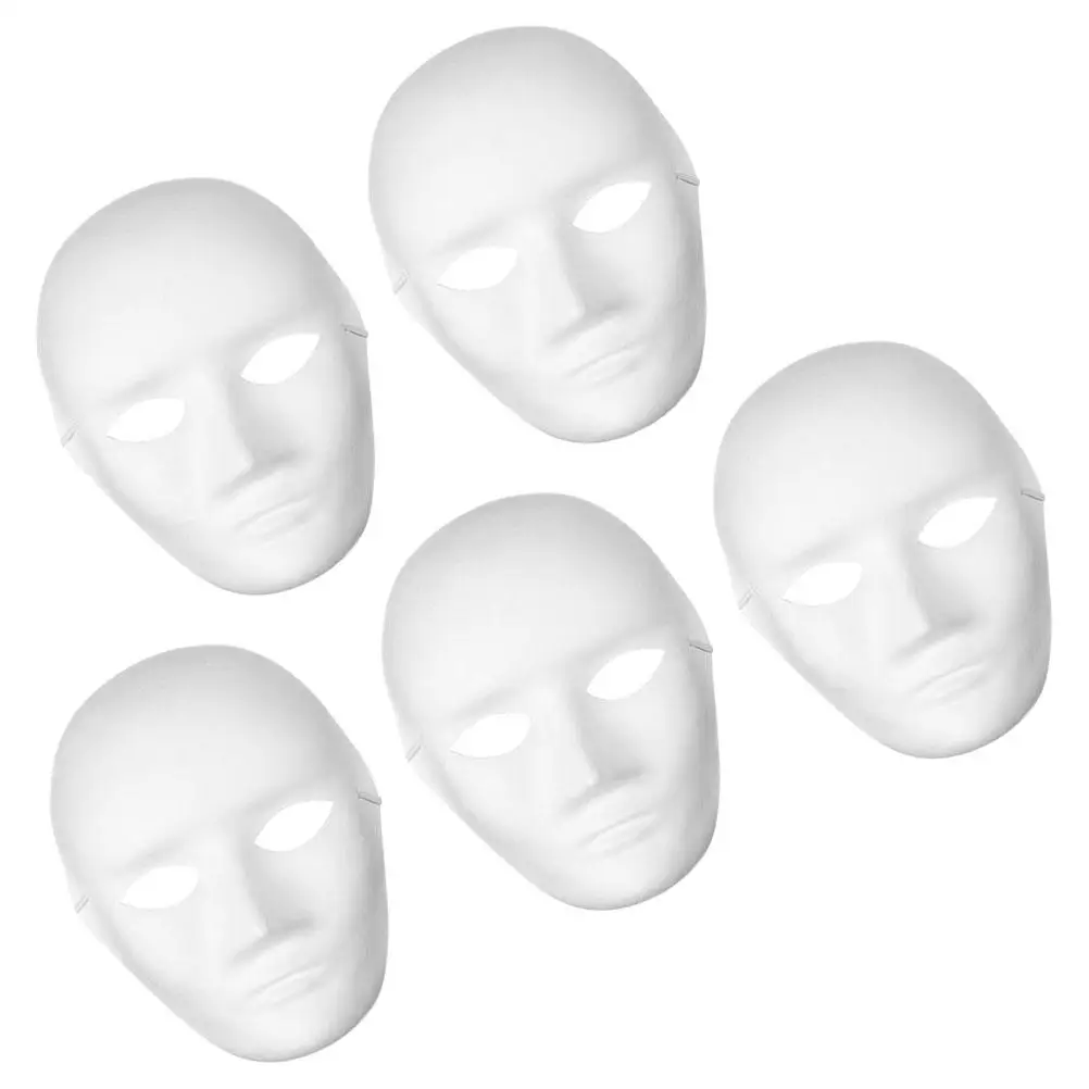 

5pcs White Blank Masks for Kids DIY Graffiti Paper Masquerade Plain Crafts Bulk Set Lightweight Comfortable Reliable Material