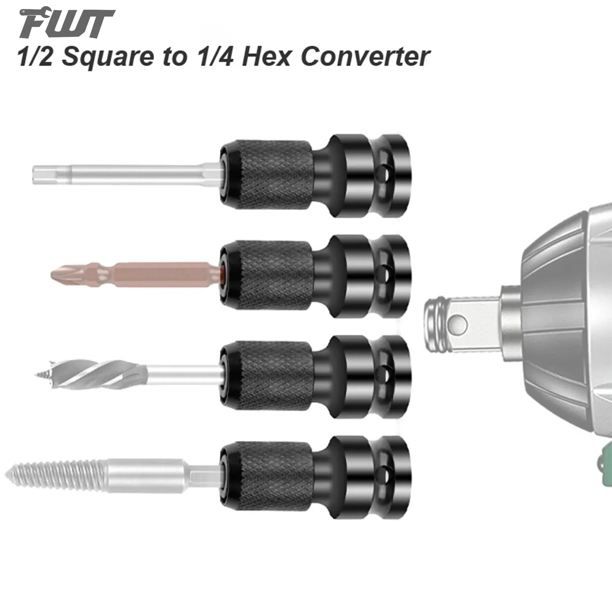 المفتاح الكهربائي 1/2 محرك مربع إلى 1/4 عرافة المقبس شاحن أنثي مفتاح البراغي تشاك محول تأثير الهواء تمديد أداة هوائية