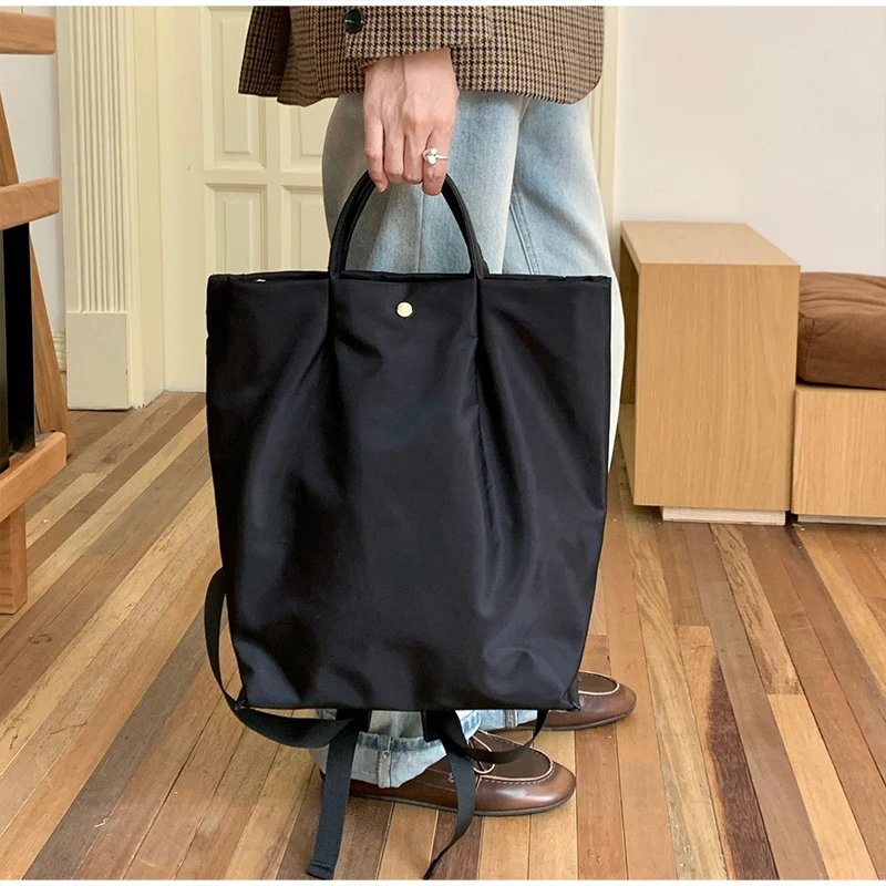 

Japanese-style Minimalist Backpack, Lightweight Large Capacity Waterproof Nylon, Casual School Bag For Women Daily Use Handbag