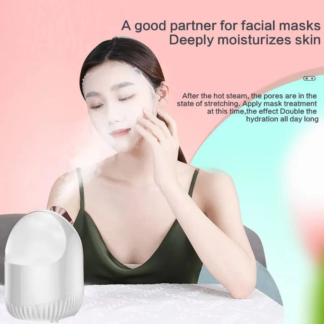 ABBN-Steamer Nano Mist Sprayer Facial Steamer Cold&Hot Nebulizer Facial Sauna Humidifier For Pores Cleansing US Plug