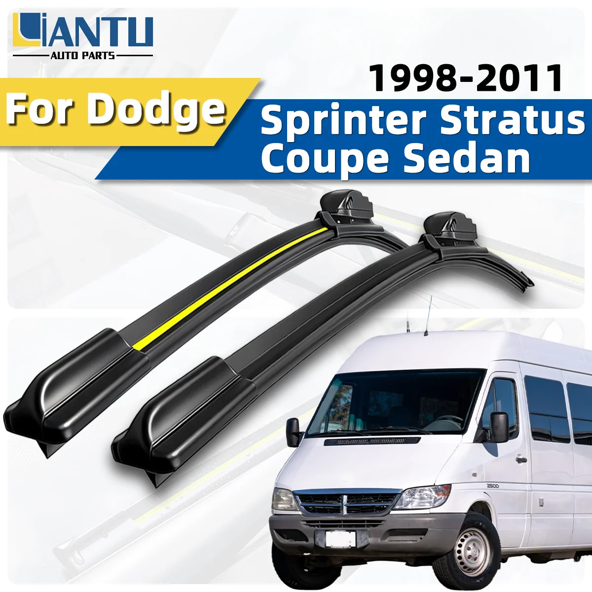 

2 шт. передних дворников для Dodge Sprinter 2003-2011, Stratus Coupe Sedan 1998-2006, автомобильные дворники, премиум-аксессуары