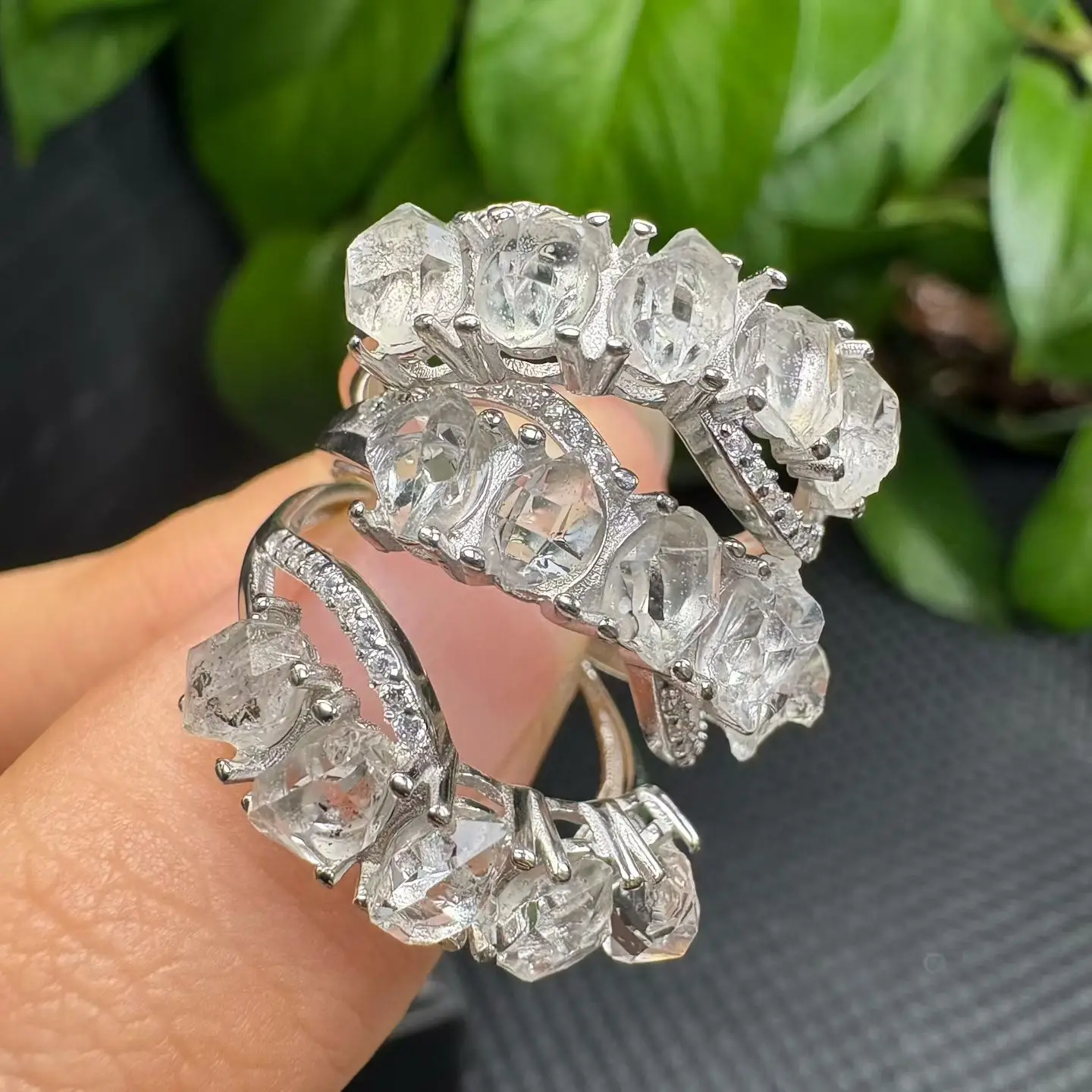 

1 Pc Fengbaowu Natural Herkimer Diamond Ring 925 Sterling Silver Crystal Reiki Healing Stone Fashion Jewelry Gift For Women