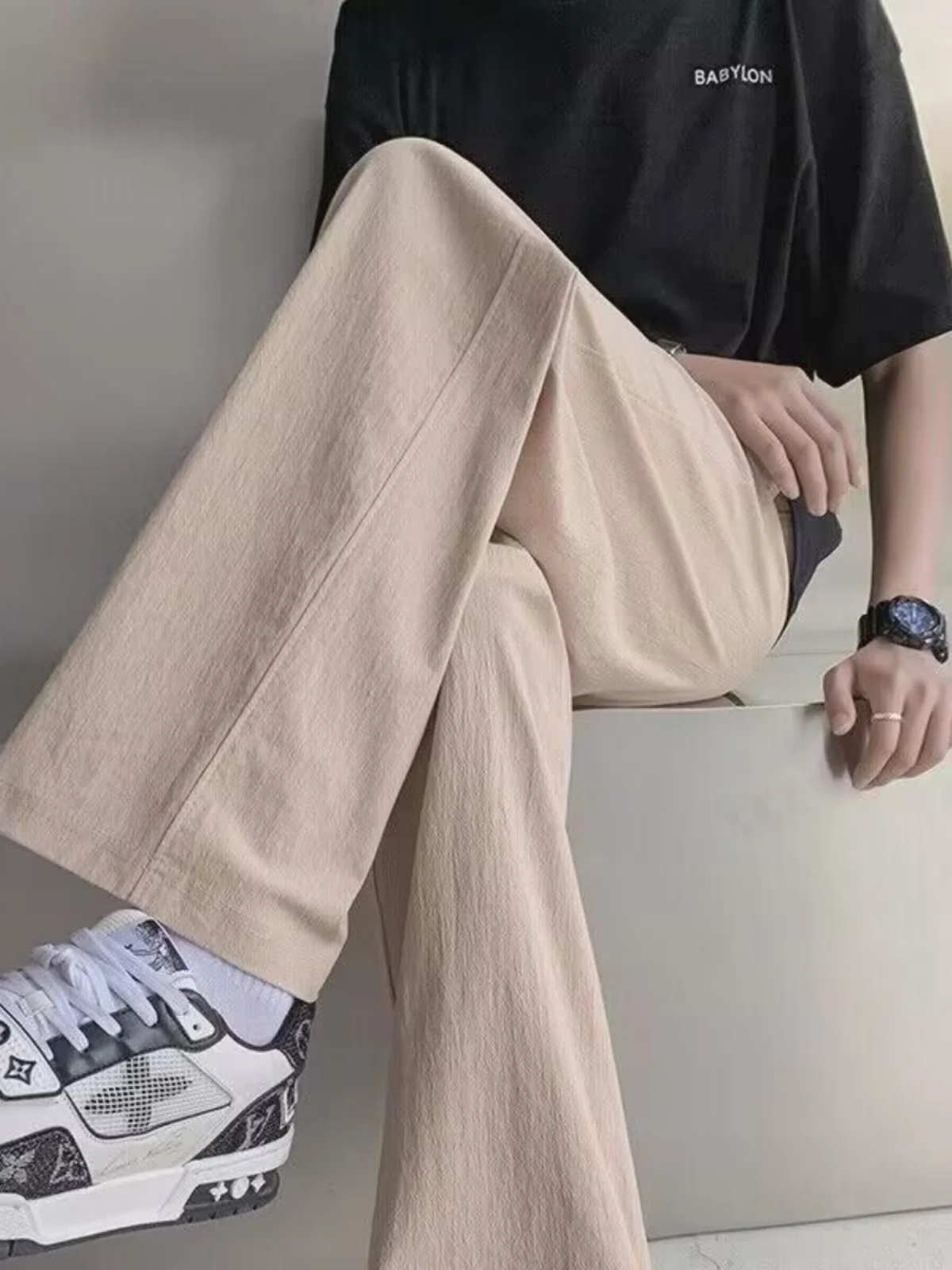 

Мужские повседневные брюки из хлопка и льна, летние, новые, свободные, прямые, модные, тонкие, широкие, спортивные, длинные