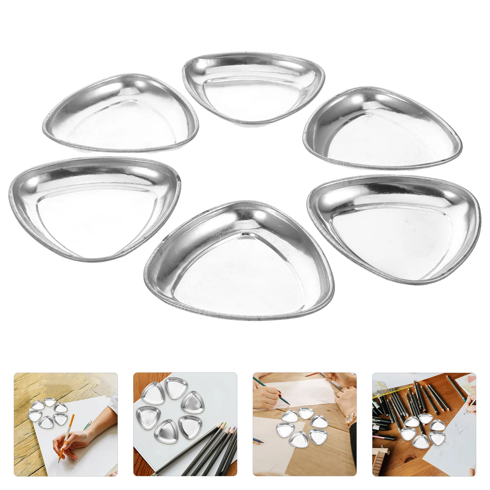 

6pcs Metal Plates Lightweight Portable Painting Tray Craft Reusable Watercolor Holders Supplies Handmade Decor