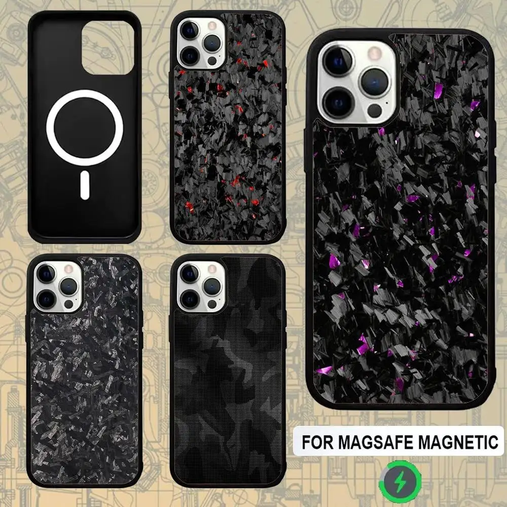

Carbon Forged Fiber Phone Case For IPhone 16e,16,15,Pro,Max,14,Plus,13,12,11 Magesafe Magnetic Wireless Charge Cover