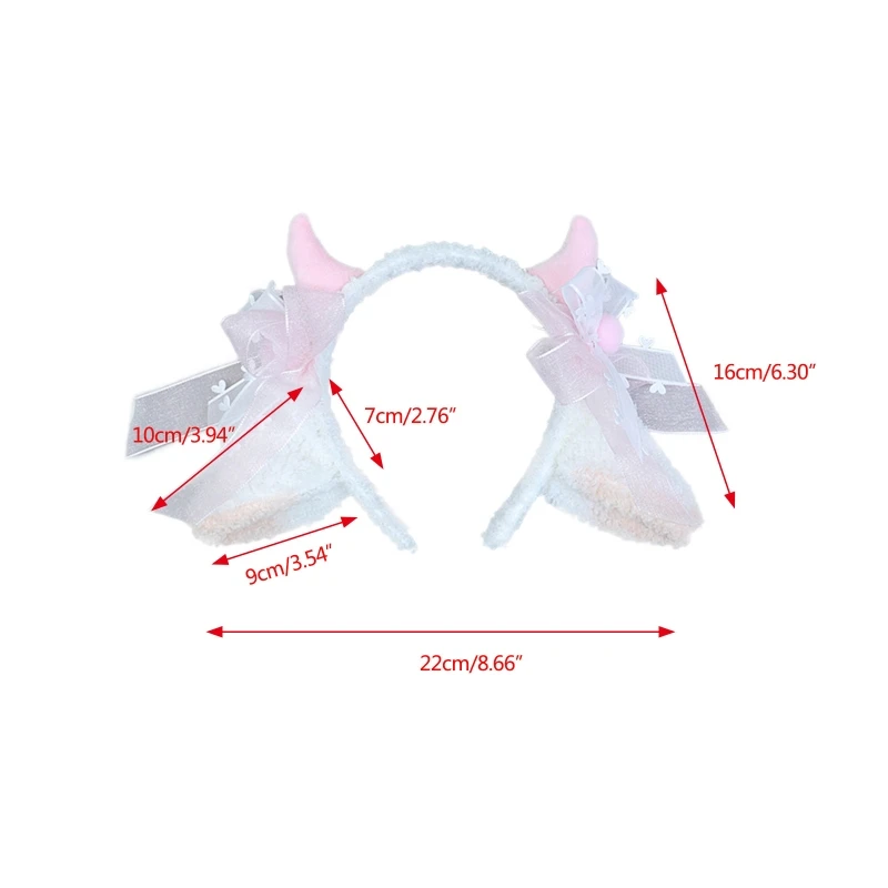 かわいい大人のぬいぐるみ羊耳ヘアバンドロリータ帽子羊耳カチューシャ羊ヘアバンドかわいい弓ノット羊ホーン