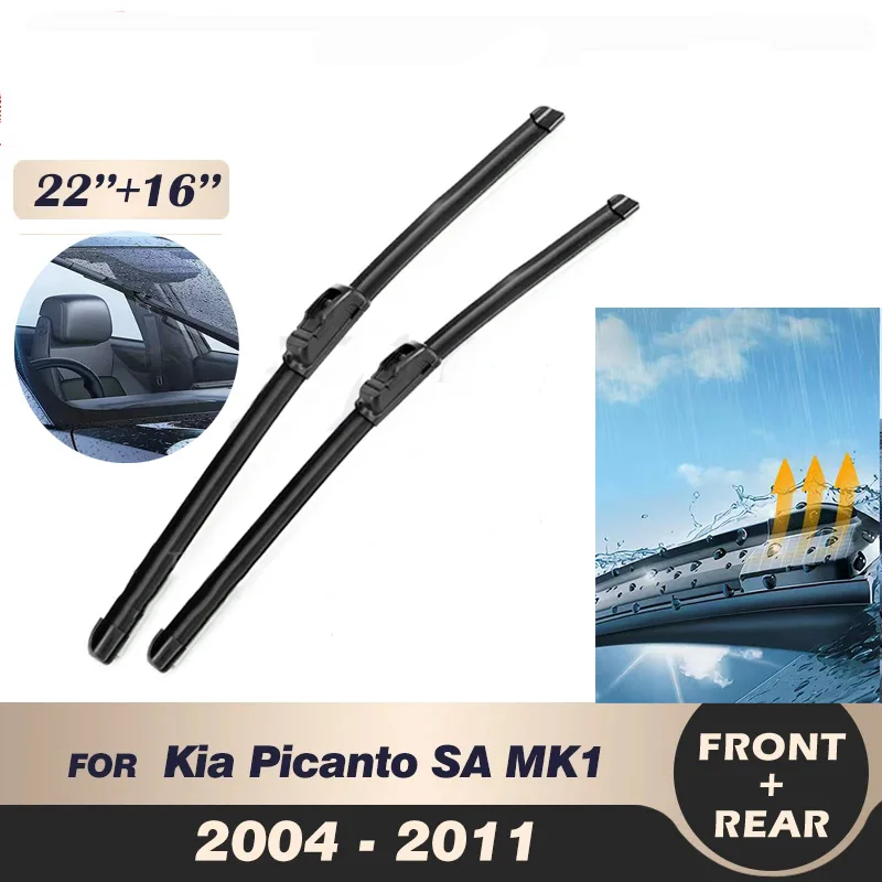 

Wiper Front Wiper Blades Set For Kia Picanto SA MK1 2004-2011 2005 2006 2007 Windshield Windscreen Win0dow 22"+16