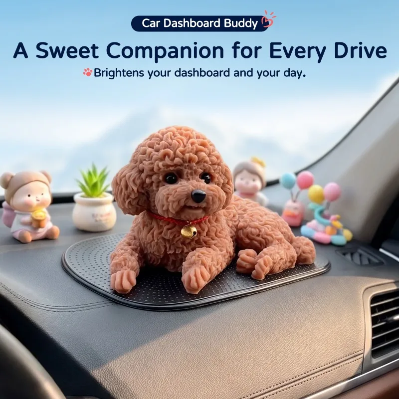 Novo Ornamento de Carro em Silicone com Forma de Cachorro, Acessórios Decorativos para Animais de Estimação com Almofada Antiderrapante, Decoração par